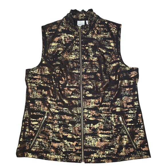 Chico's Vest Womens Large Black Gold Outdoor Hiking Activewear Fitness - Picture 1 of 9